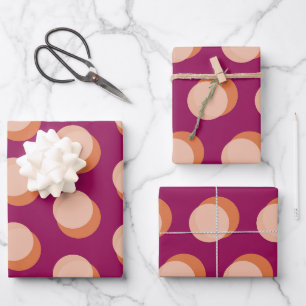 Retro Circles and Shadows Bold Pattern Purple Wrapping Paper Sheet
