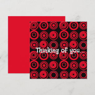 Retro Circles Black White Red Thinking Of You Card