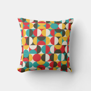 Retro Circles: Colourful Hipster Pattern. Cushion