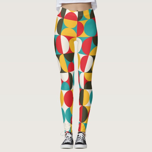 Retro Circles: Colourful Hipster Pattern. Leggings (Front)