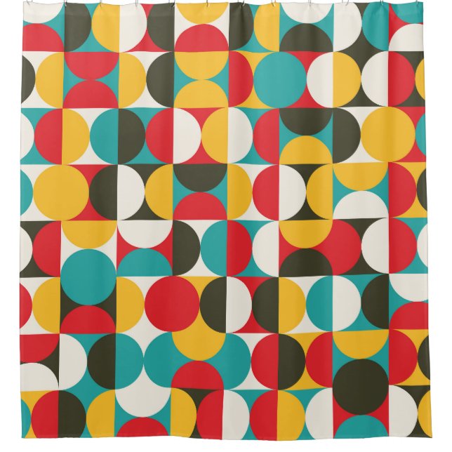 Retro Circles: Colourful Hipster Pattern. Shower Curtain (Front)