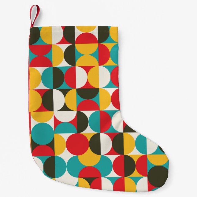 Retro Circles: Colourful Hipster Pattern. Small Christmas Stocking (Front)