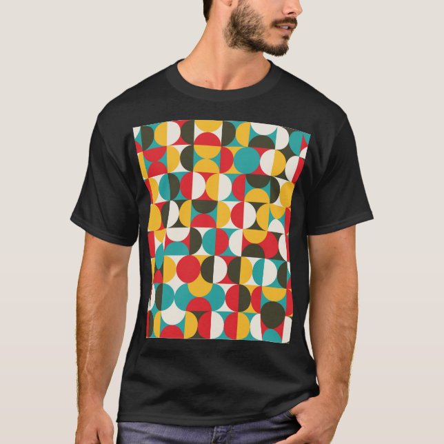 Retro Circles: Colourful Hipster Pattern. T-Shirt (Front)