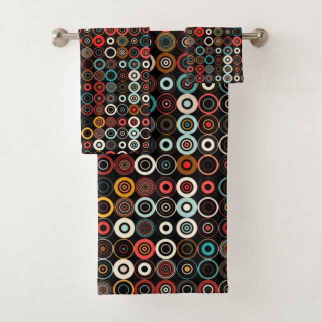 Retro Circles Geometric Bath Towel Set (Insitu)