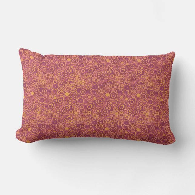 Retro Circles Grunge Pattern Lumbar Cushion (Front)