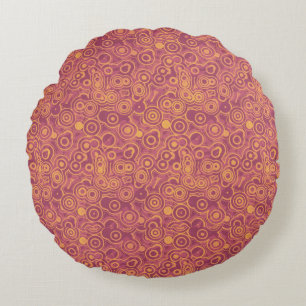 Retro Circles Grunge Pattern Round Cushion