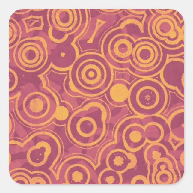 Retro Circles Grunge Pattern Square Sticker (Front)