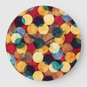 Retro circles, grunge texture seamless pattern. large clock