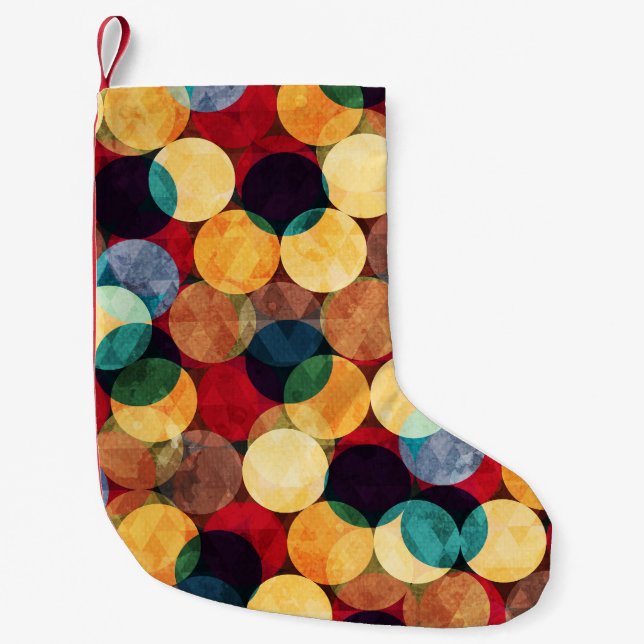 Retro circles, grunge texture seamless pattern. small christmas stocking (Front)
