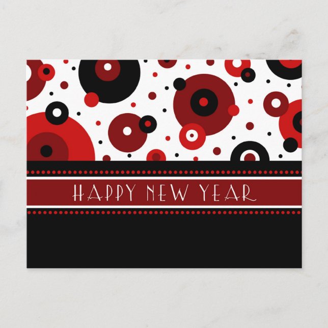 Retro Circles Happy New Year Postcards (Front)