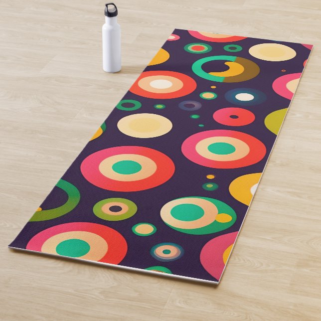 retro circles in various colors yoga mat (In Situ)