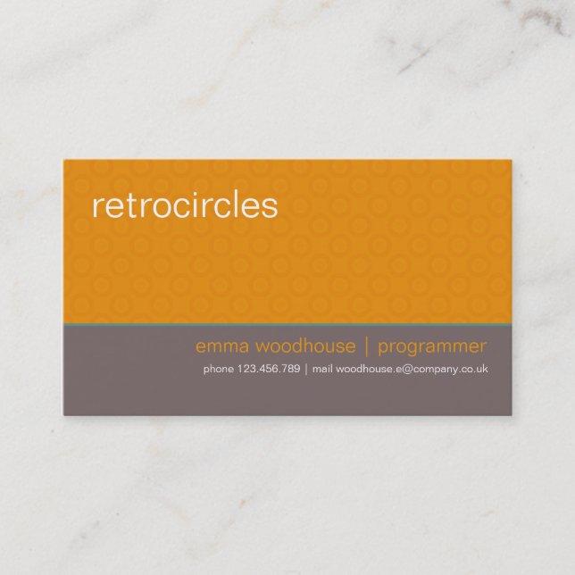 Retro Circles Mint & Orange Business Card (Front)