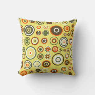 Retro Circles Mosaic Pattern Rings Seamless 6 Cushion