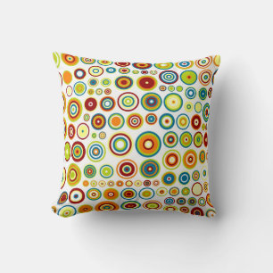 Retro Circles Mosaic Pattern Rings Seamless Cushion