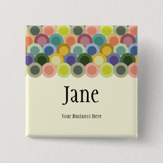 Retro Circles Name Badge Button