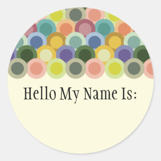 Retro Circles Name Badge Sticker