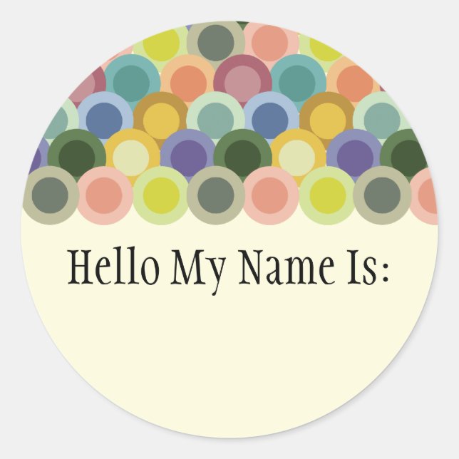 Retro Circles Name Badge Sticker (Front)