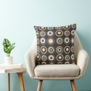 Retro Circles Neutral Brown Cushion