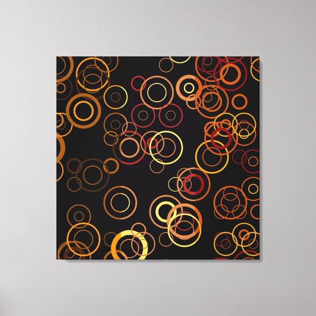Retro Circles on Black Art Pattern Party Canvas Print (Front)