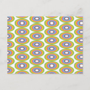 Retro circles pattern postcard