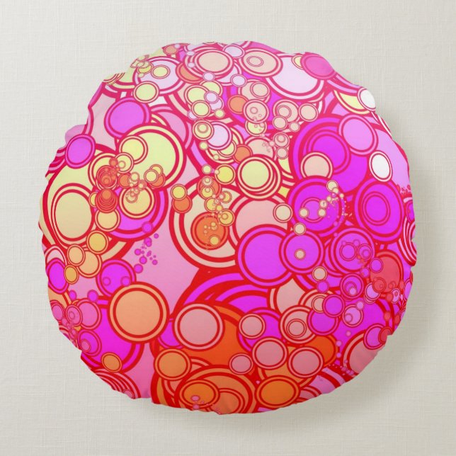 Retro Circles Round Cushion (Front)