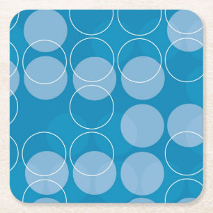 Retro circles square paper coaster