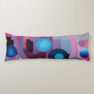 Retro Circles & Squares in Soft Tones Pink & Blue Body Cushion
