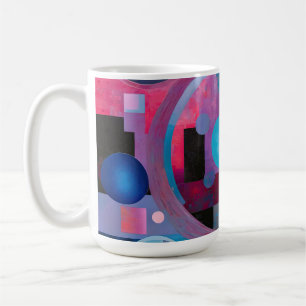 Retro Circles & Squares in Soft Tones Pink & Blue Coffee Mug