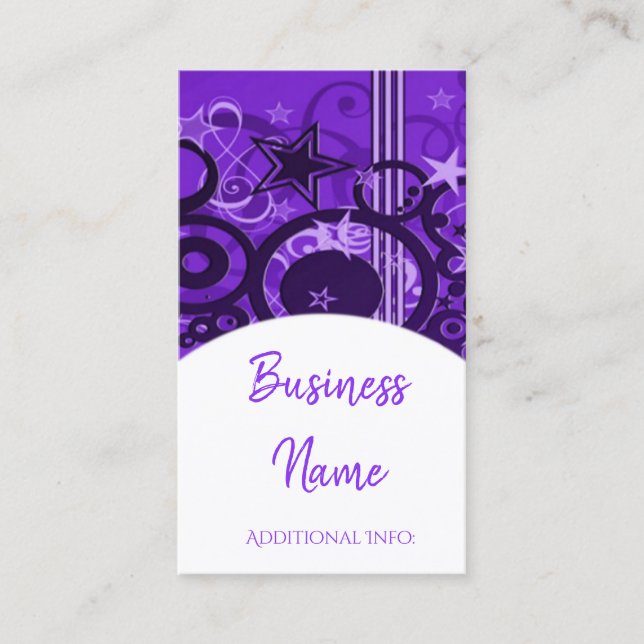 Retro Circles & Stars Purple Business Card 5 (Front)
