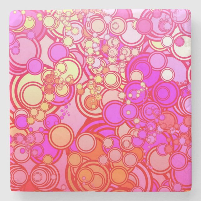 Retro Circles Stone Coaster (Front)