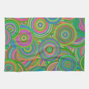 retro circles tea towel