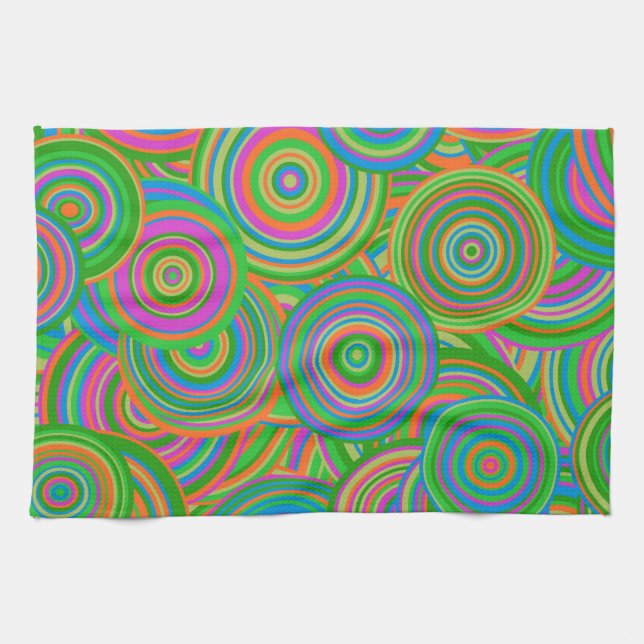 retro circles tea towel (Horizontal)