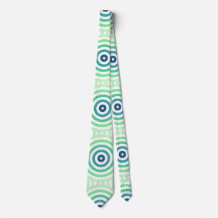 Retro Circular Geometric Pattern in Green & Blue Tie