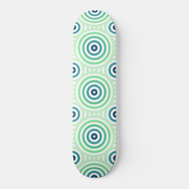 Retro Circular Geometric Pattern Skateboard (Front)