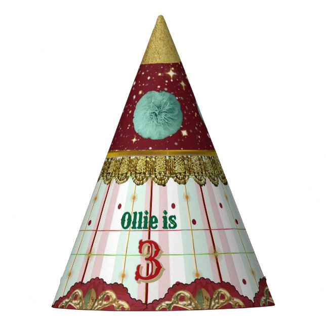 Retro Circus Carnival Hat - Teal Puff (Front)