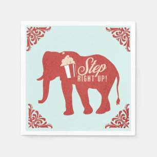Retro Circus Elephant Popcorn Birthday Party Napkin