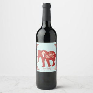 Retro Circus Elephant Popcorn Birthday Party    Wine Label