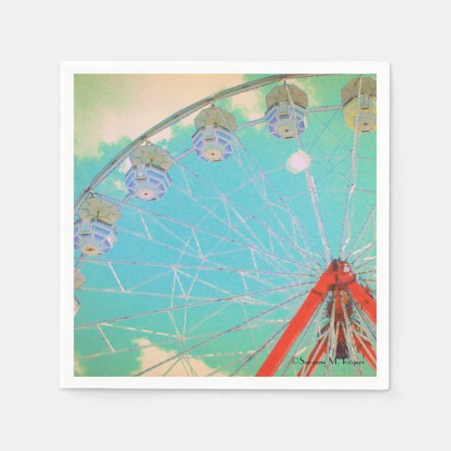 Retro Circus Ferris Wheel - Paper Party Napkins (Front)