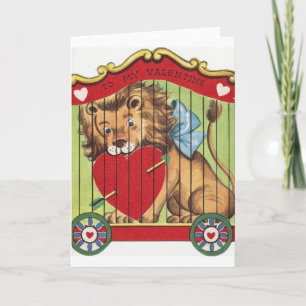 Retro Circus Lion Valentine's Day Card