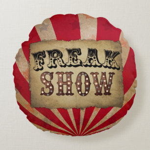 Retro Circus Poster Freak Show Round Cushion