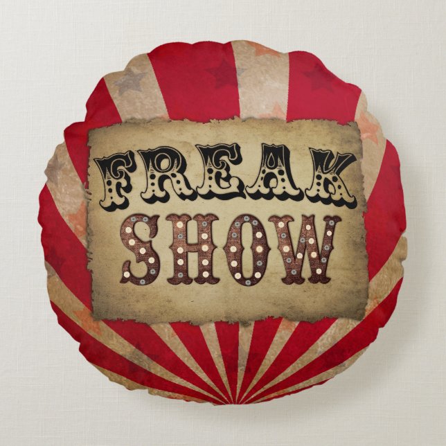 Retro Circus Poster Freak Show  Round Cushion (Front)