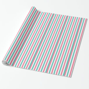 Retro Circus Stripes in Pink and Teal Wrapping Paper