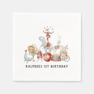 Retro Circus Theme Birthday Paper Napkins