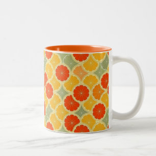 Retro Citrus Fruit Cheerful Two-Tone Coffee Mug