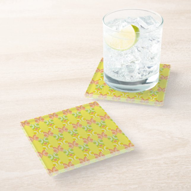 Retro Citrus Glass Coasters (Angled)