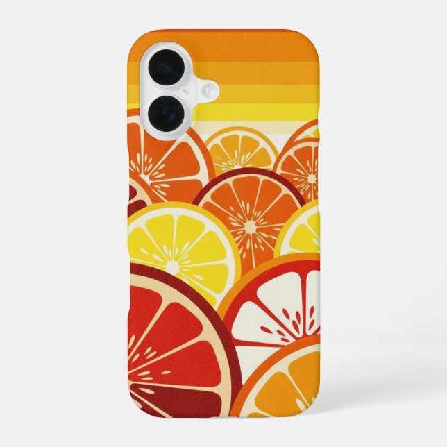 Retro Citrus Horizon iPhone 16 Case (Back)
