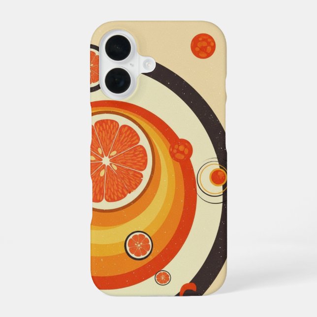 Retro Citrus Orbit iPhone 16 Case (Back)