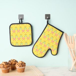Retro Citrus Oven Mitt & Pot Holder Set