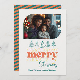 Retro Citrus Pop Modern Doodle Christmas Photo Holiday Card