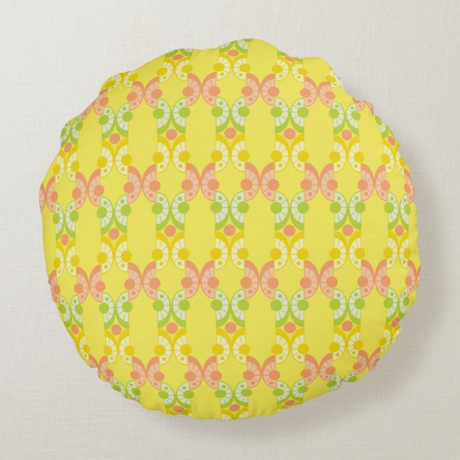 Retro Citrus Round Throw Pillow (Back)
